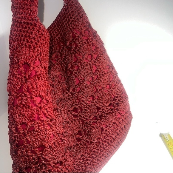 Hand made crochet Burgundy bag y2k boho - Picture 11 of 14